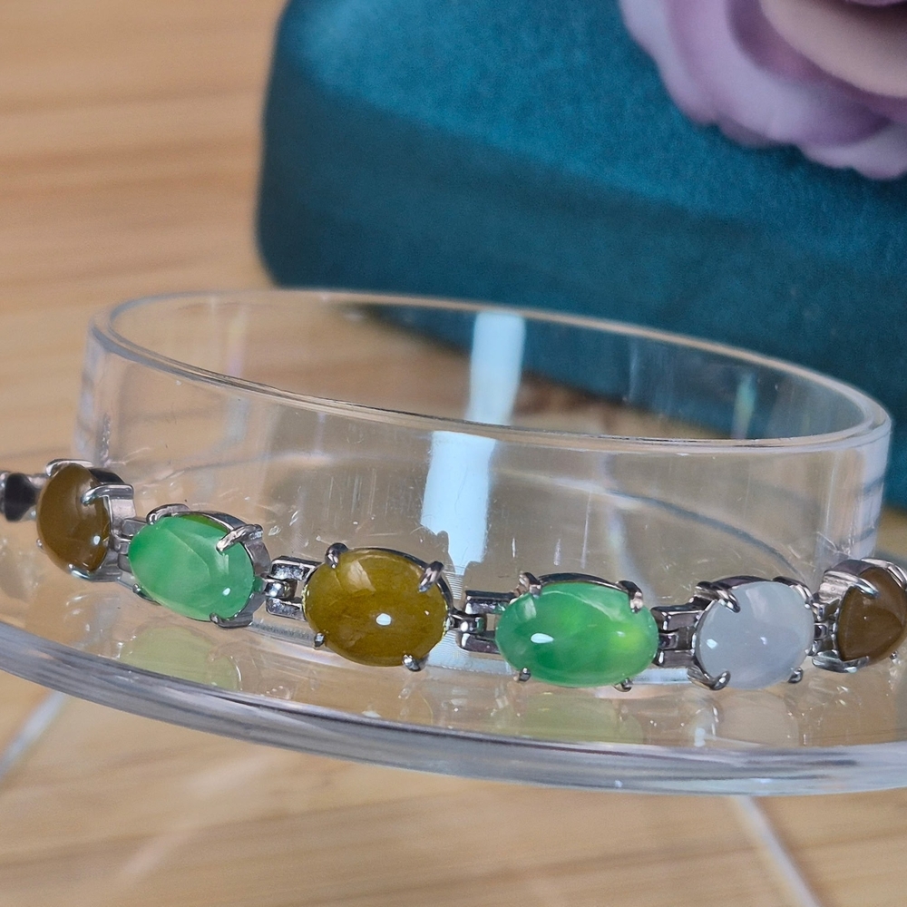 Elegant Multi-Stone Jade Bracelet